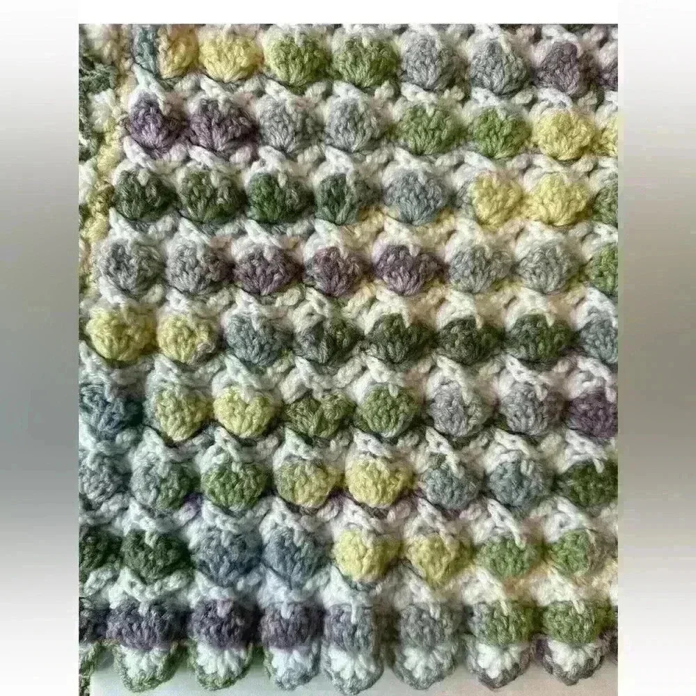 Handmade Multicolor Crochet Blanket 29 1/2” X 38 1/2” - Picture 2 of 2